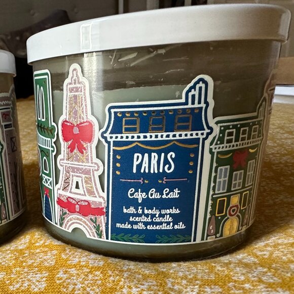 Bath & Body Works Paris Cafe Au Lait 3-Wick Candle 14.5 oz New! - Picture 1 of 4